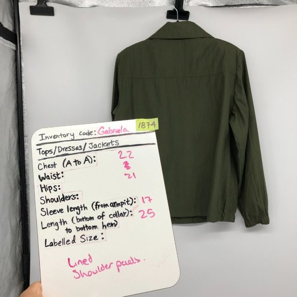 Alia Moss Green Full Zip Up Shirt or Lightweight Jacket size 10 - Picture 12 of 13